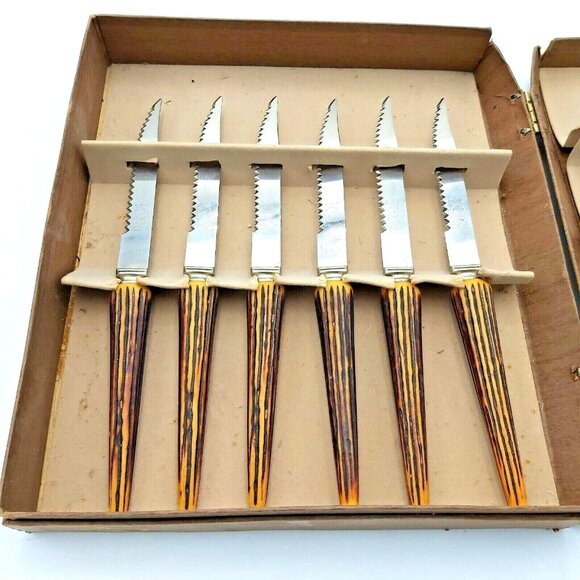 Crown Sheffield Master Cutler Knife & Fork Set | Faux Stag Handles in Box-VTG - Picture 2 of 5